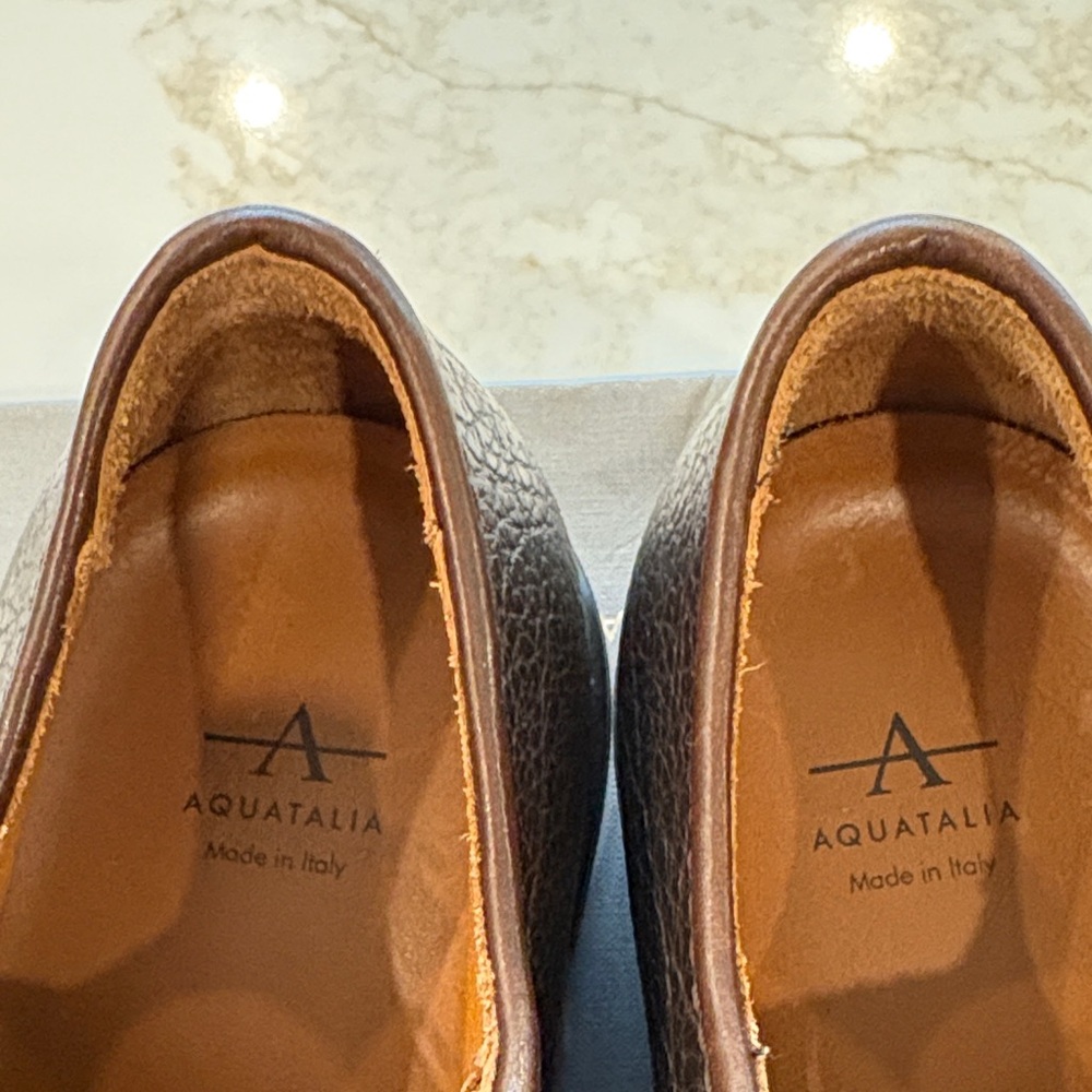 Aquatalia Dark Brown Leather Men's Tucker Oxfords Weatherproof Made in Italy - Picture 4 of 12